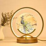 Lampe Paon Or